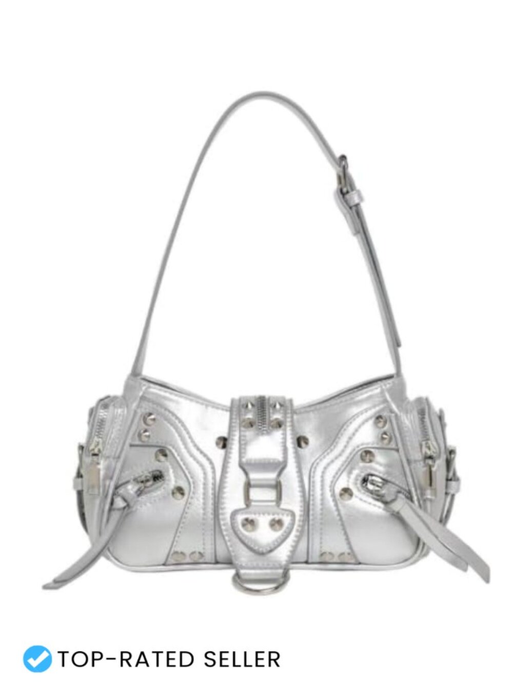 Faux Leather Studded Hobo Shoulder Bag Y2K Crossbody Purse